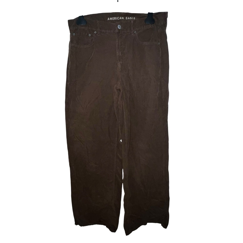American Eagle Low Rise Skater Jeans Women Brown Corduroy Pants Size 10 Flare‎
